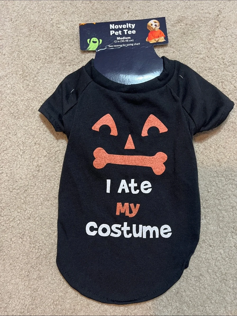 Halloween Novelty Black Pet Tee 🎃🐾 | “I Ate My Costume” | Medium | NWT